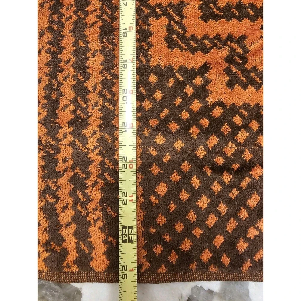 Vintage Lady Pepperell 70s Brown Orange Towel Set 2 Bath/2 Hand/2 Wash MCM Mod